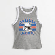 NEW ENGLAND PATRIOTS VICTORY CLUB CONTRAST TRIM FITTED CROP TANK TOP