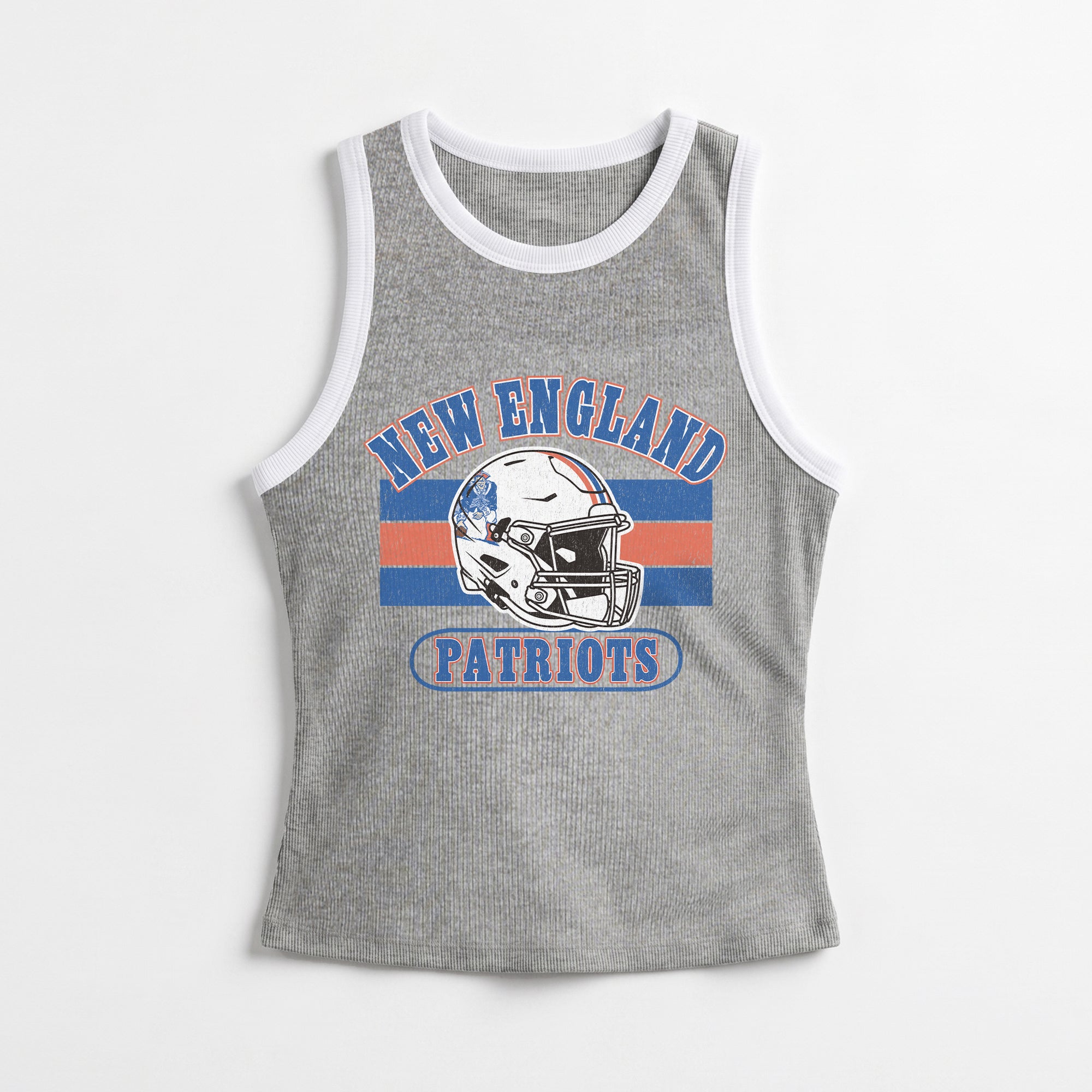 NEW ENGLAND PATRIOTS VICTORY CLUB CONTRAST TRIM FITTED CROP TANK TOP