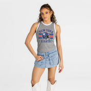 NEW YORK GIANTS VICTORY CLUB CONTRAST TRIM FITTED CROP TANK TOP