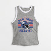NEW YORK GIANTS VICTORY CLUB CONTRAST TRIM FITTED CROP TANK TOP