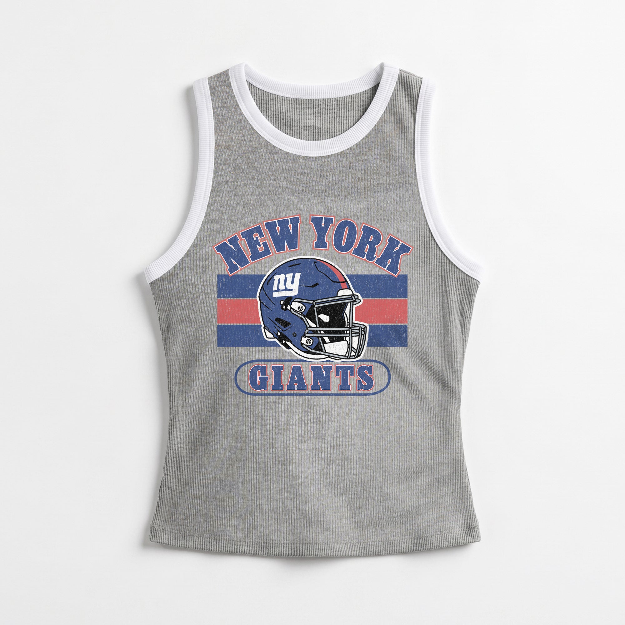 NEW YORK GIANTS VICTORY CLUB CONTRAST TRIM FITTED CROP TANK TOP
