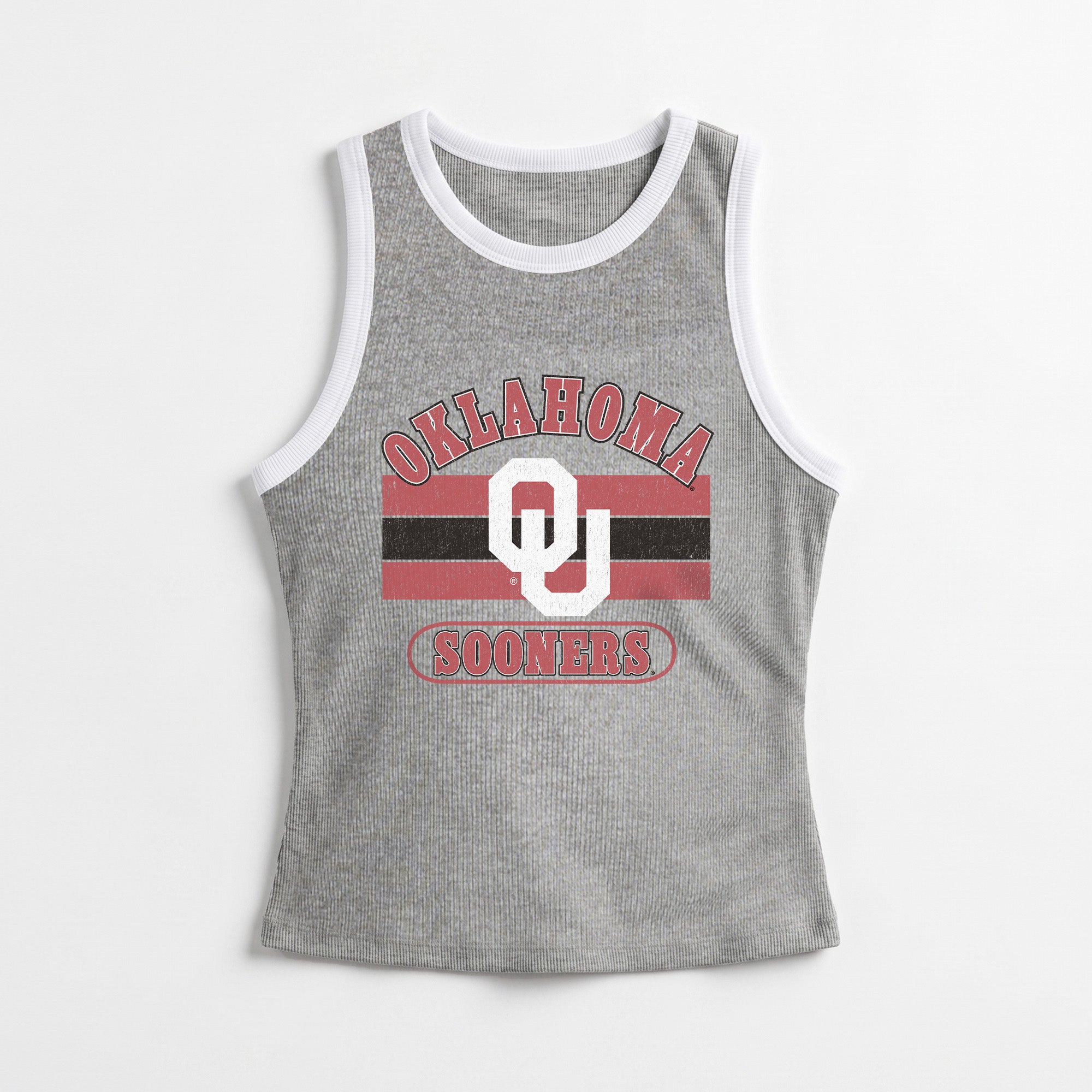 OKLAHOMA SOONERS VICTORY CLUB CONTRAST TRIM FITTED TANK TOP