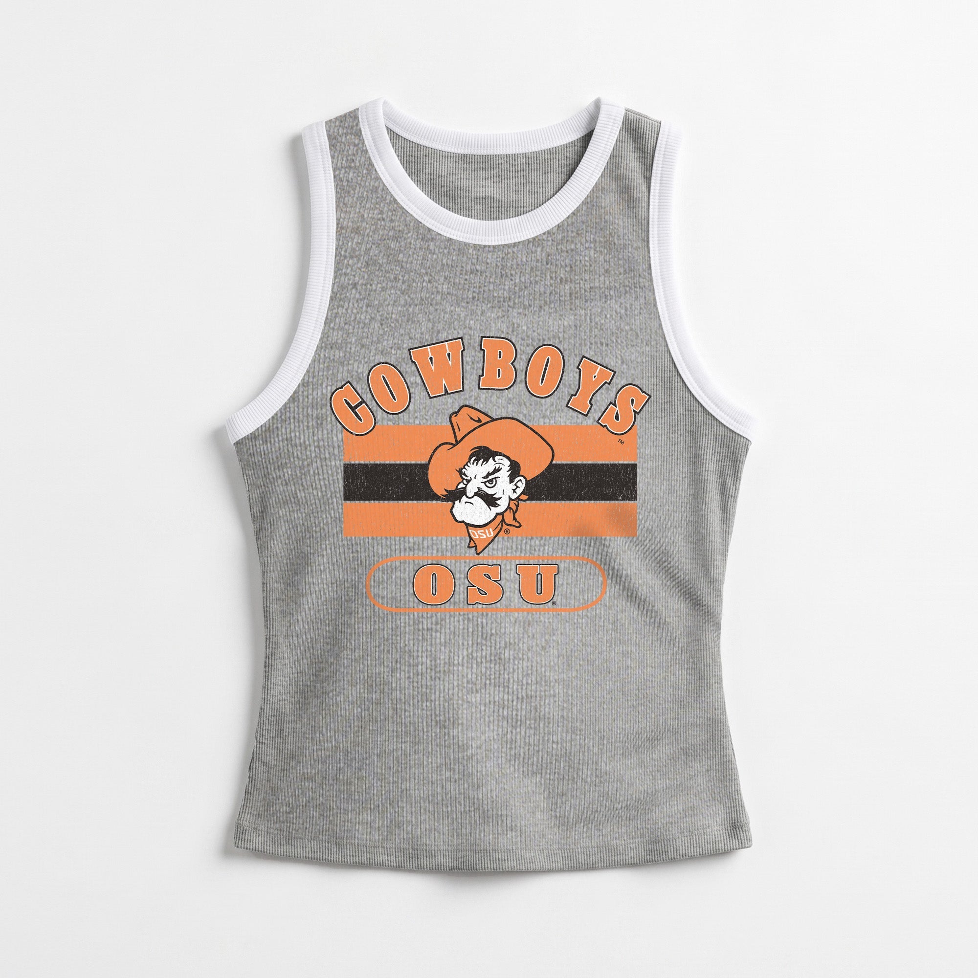 OKLAHOMA STATE COWBOYS VICTORY CLUB CONTRAST TRIM FITTED TANK TOP