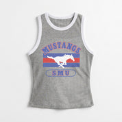 SMU MUSTANGS VICTORY CLUB CONTRAST TRIM FITTED TANK TOP