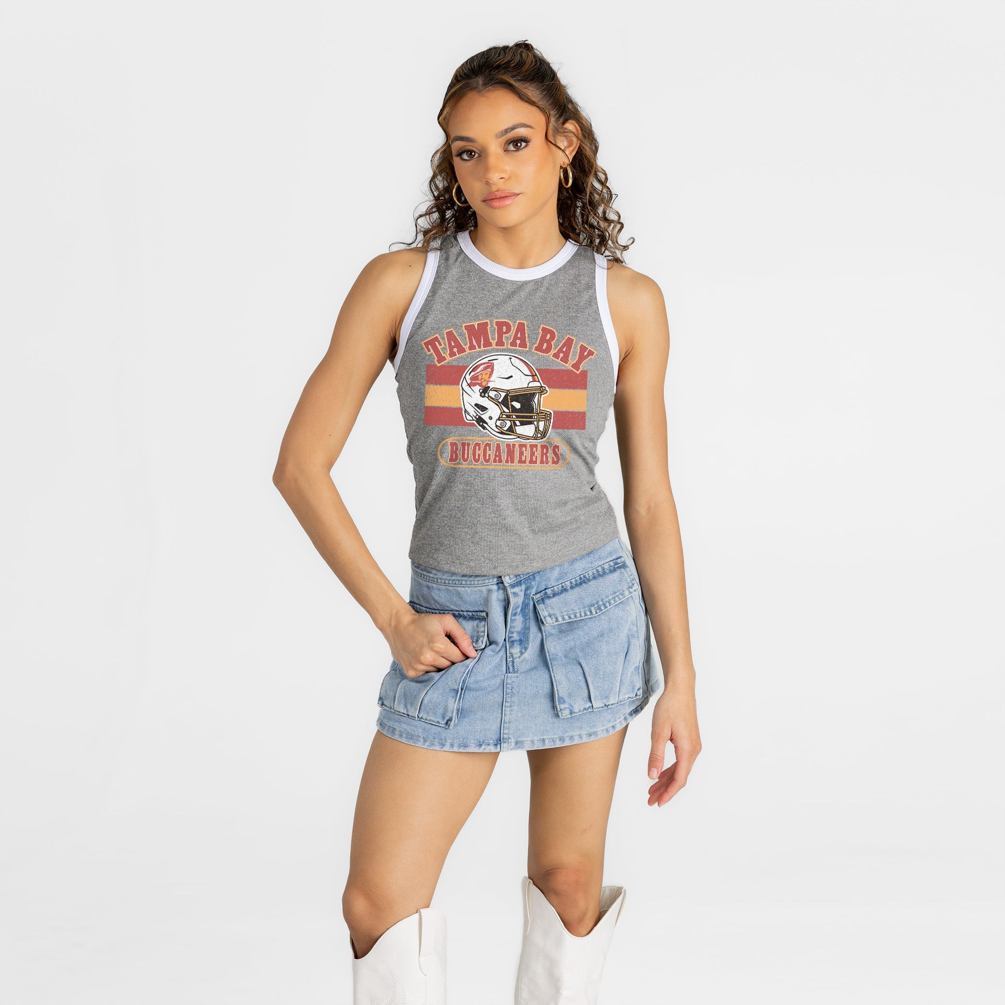 TAMPA BAY BUCCANEERS VICTORY CLUB CONTRAST TRIM FITTED TANK TOP