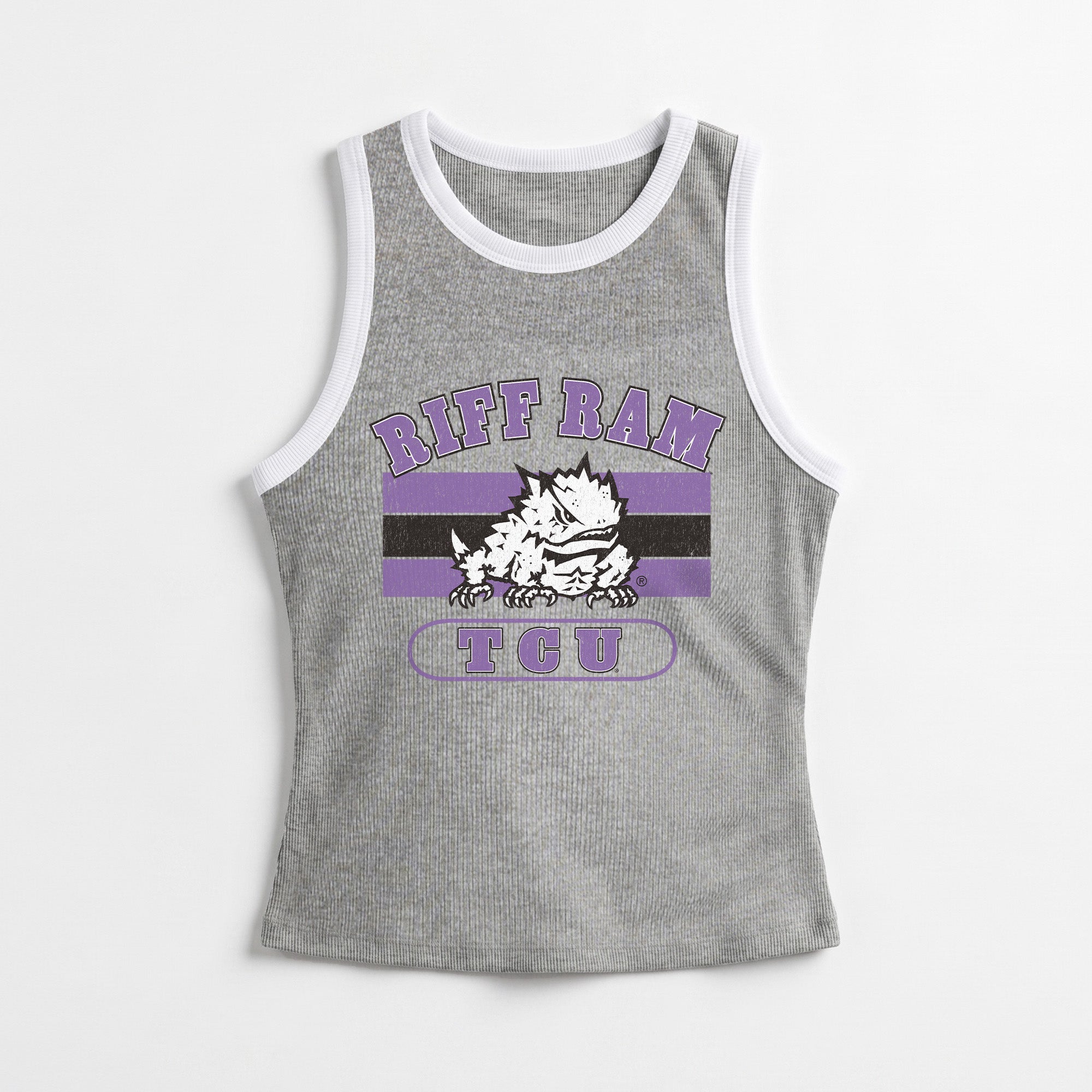 TCU HORNED FROGS VICTORY CLUB CONTRAST TRIM FITTED TANK TOP