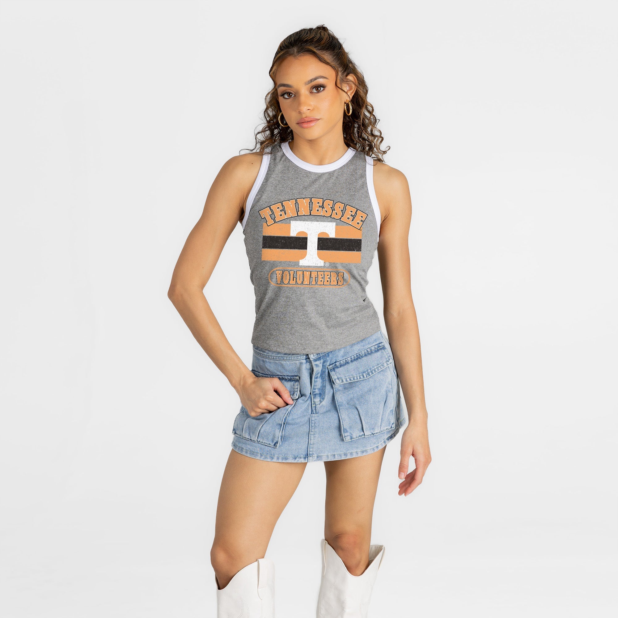 TENNESSEE VOLUNTEERS VICTORY CLUB CONTRAST TRIM FITTED TANK TOP