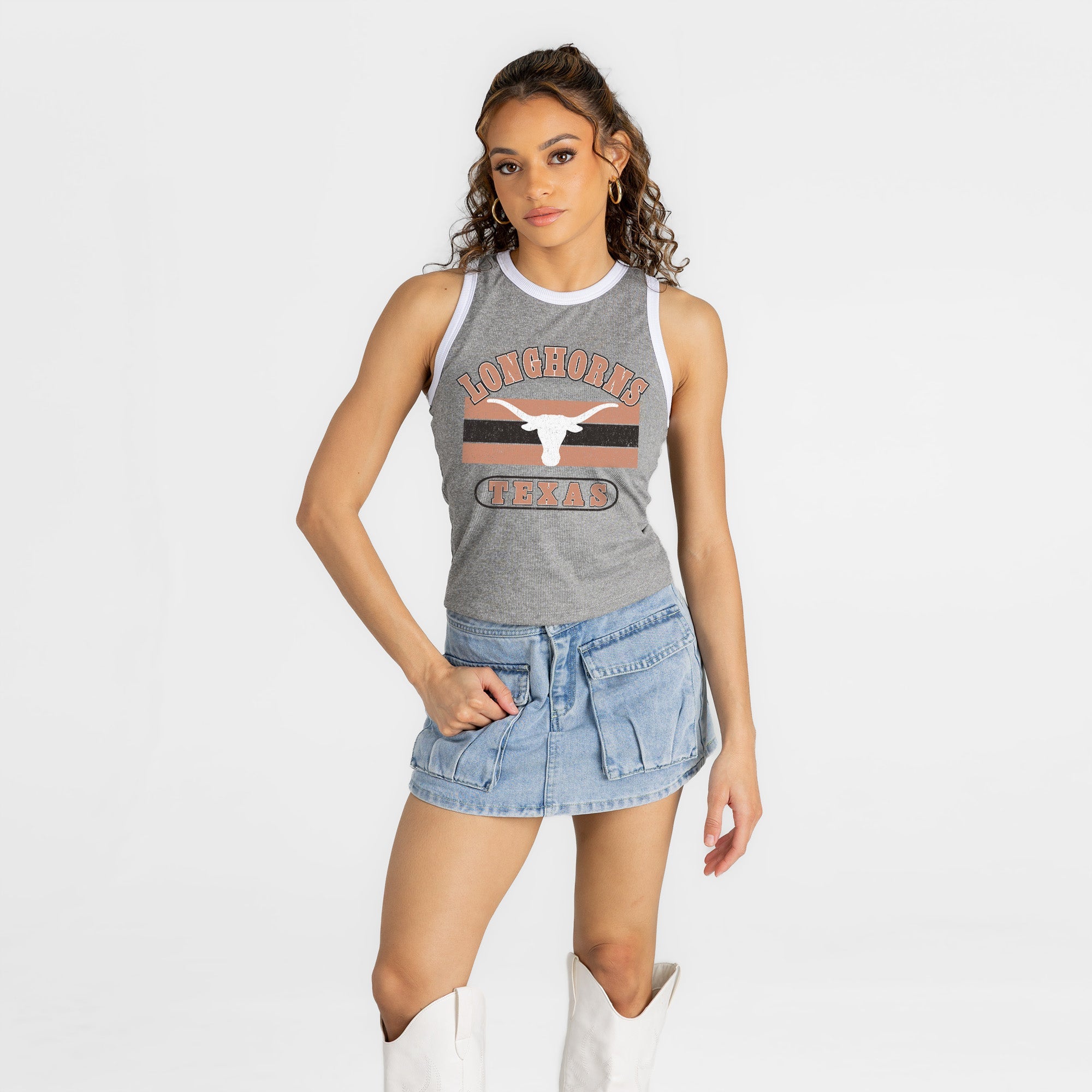 TEXAS LONGHORNS VICTORY CLUB CONTRAST TRIM FITTED TANK TOP