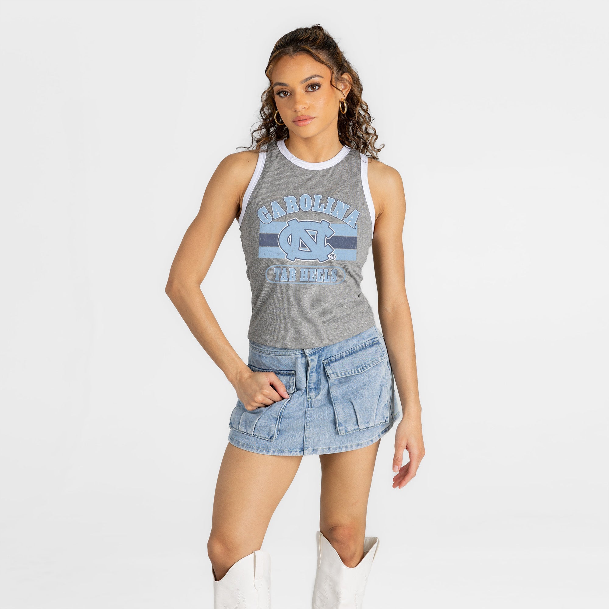 NORTH CAROLINA TAR HEELS VICTORY CLUB CONTRAST TRIM FITTED TANK TOP