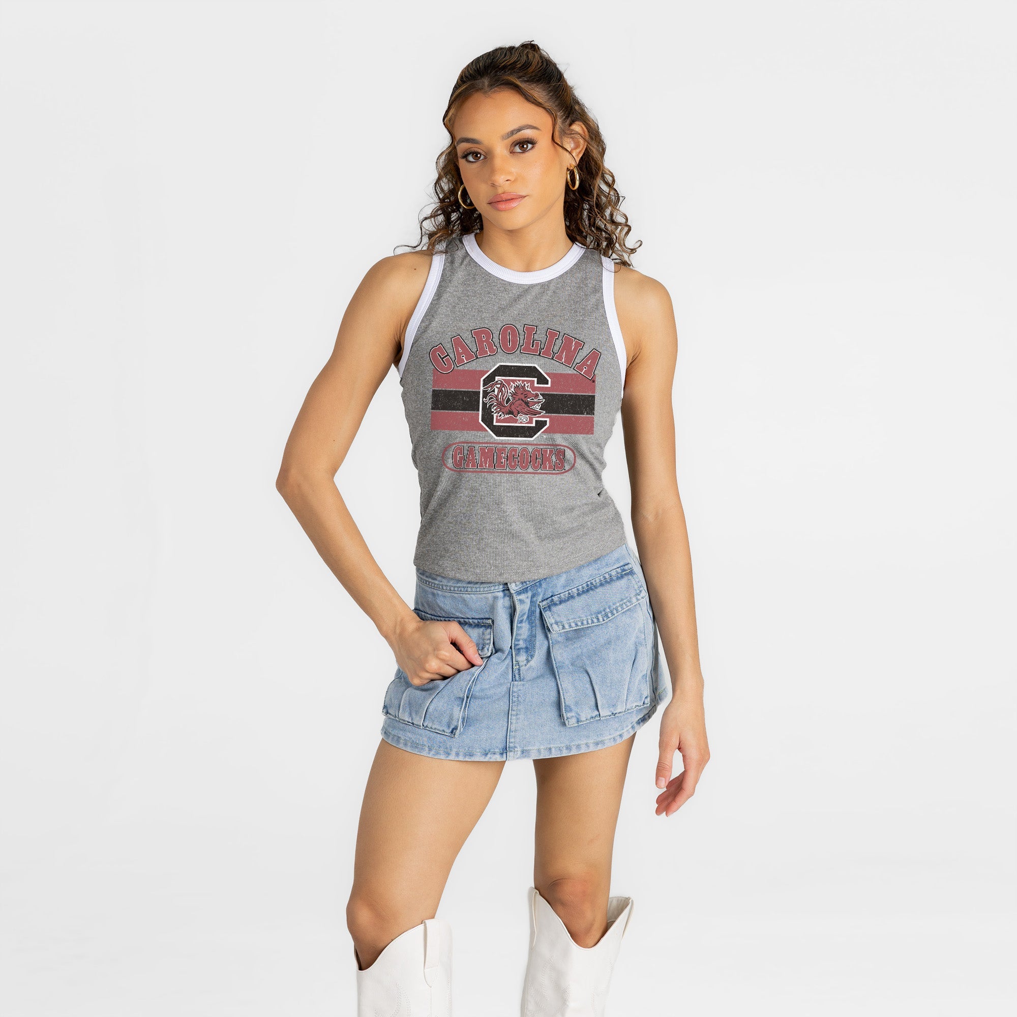 SOUTH CAROLINA GAMECOCKS VICTORY CLUB CONTRAST TRIM FITTED TANK TOP