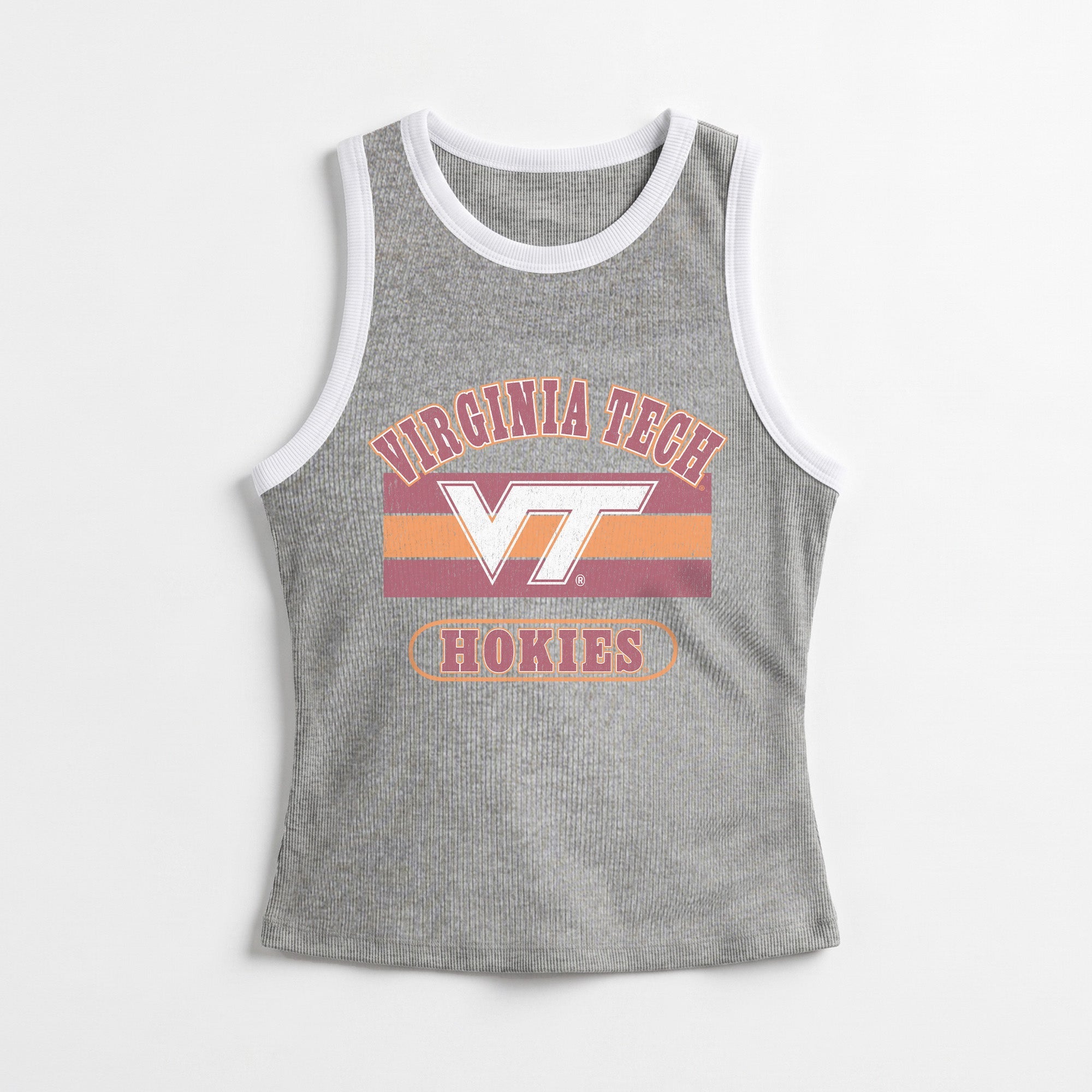 VIRGINIA TECH HOKIES VICTORY CLUB CONTRAST TRIM FITTED TANK TOP
