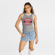 WISCONSIN BADGERS VICTORY CLUB CONTRAST TRIM FITTED TANK TOP