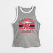 WISCONSIN BADGERS VICTORY CLUB CONTRAST TRIM FITTED TANK TOP