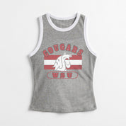 WASHINGTON STATE COUGARS VICTORY CLUB CONTRAST TRIM FITTED TANK TOP