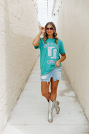 GIRLS WEEKEND GARMENT DYED BOYFRIEND TEE IN GREEN