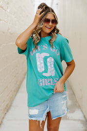 GIRLS WEEKEND GARMENT DYED BOYFRIEND TEE IN GREEN