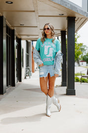 GIRLS WEEKEND GARMENT DYED BOYFRIEND TEE IN GREEN