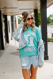 GIRLS WEEKEND GARMENT DYED BOYFRIEND TEE IN GREEN