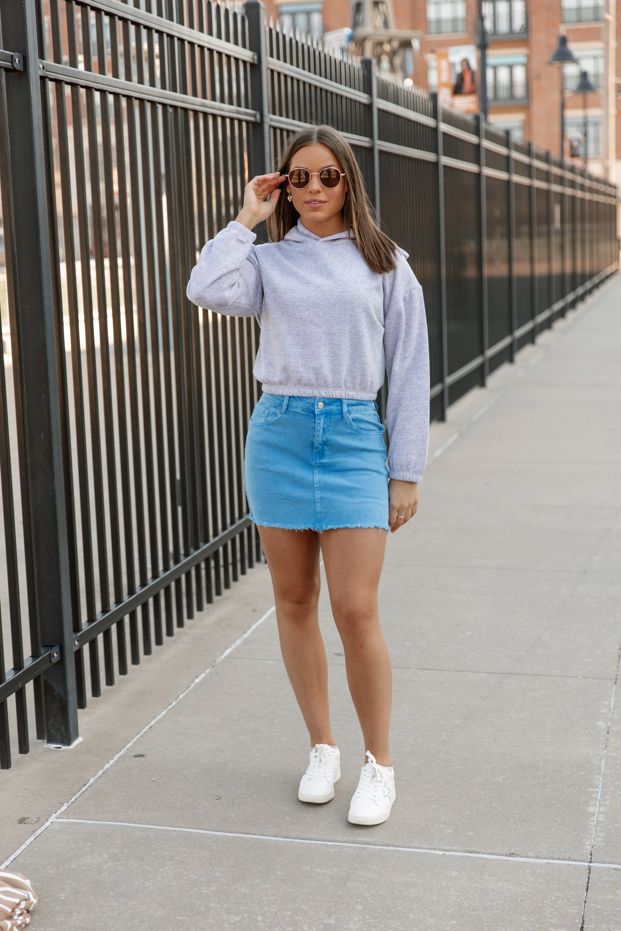 JUST BE BASIC DENIM SKIRT IN BLUE