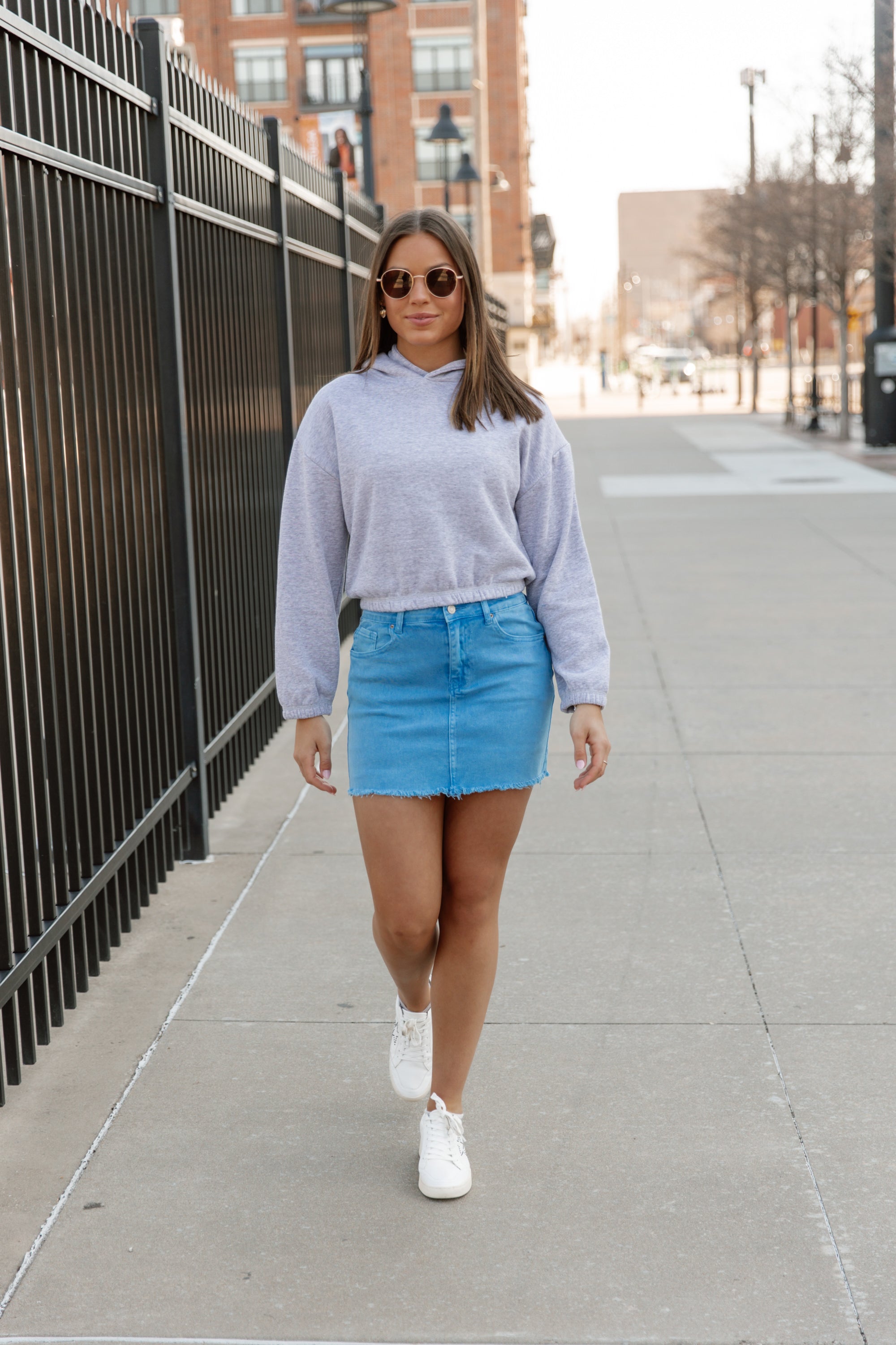 JUST BE BASIC DENIM SKIRT IN BLUE