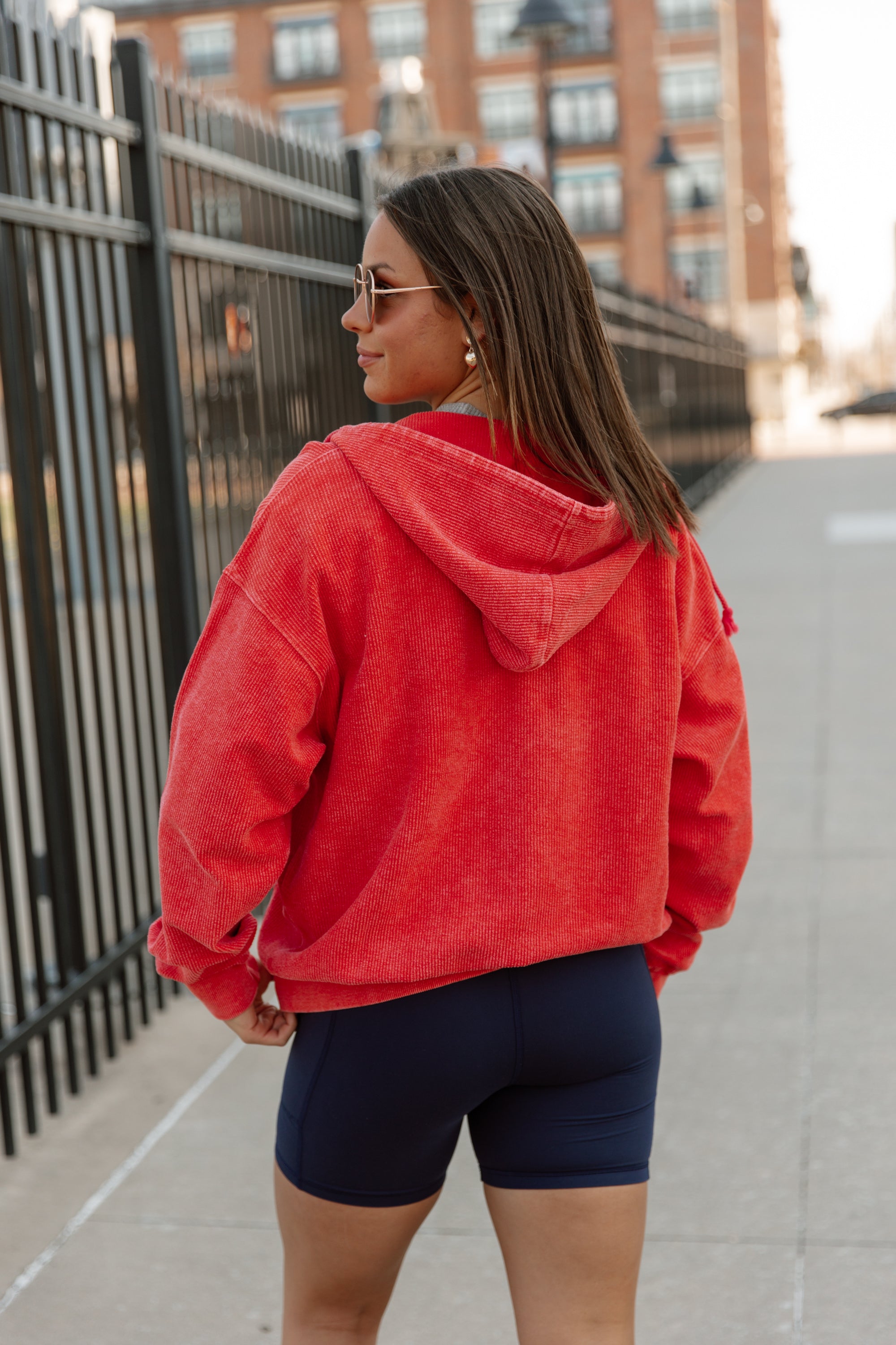 VINTAGE VIBE ZIP HOODIE IN RED