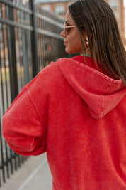 VINTAGE VIBE ZIP HOODIE IN RED