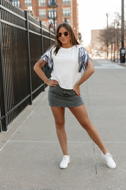 REBEL SEQUIN FRINGE SHORT SLEEVE BLOUSE