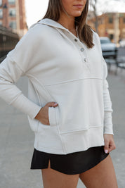 KEEP ME COZY HOODED PULLOVER IN BONE