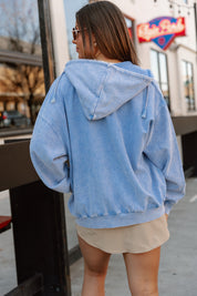 VINTAGE VIBE ZIP HOODIE IN ROYAL BLUE