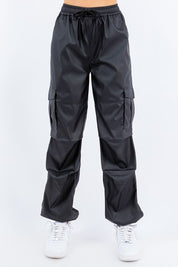 ENDLESSLY EDGY CARGO FAUX LEATHER BOTTOMS