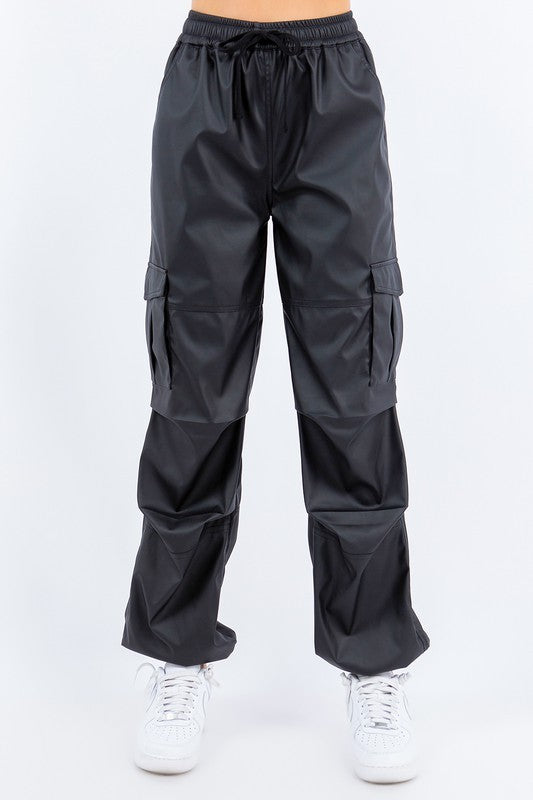 ENDLESSLY EDGY CARGO FAUX LEATHER BOTTOMS