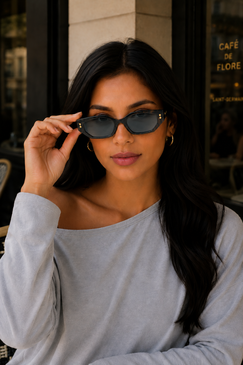 ALL THE ANGLES CAT EYE SUNGLASSES IN GREY