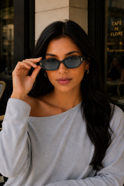 ALL THE ANGLES CAT EYE SUNGLASSES IN GREY