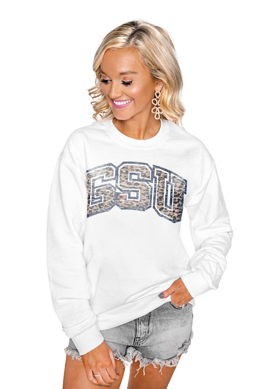 GEORGIA SOUTHERN EAGLES Snap Crew Sweatshirt-GEORGIA SOUTHERN EAGLES