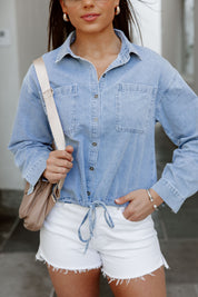 DENIM DREAMER CROP TOP IN LIGHT BLUE