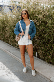 DENIM DREAMER CROP TOP IN NAVY