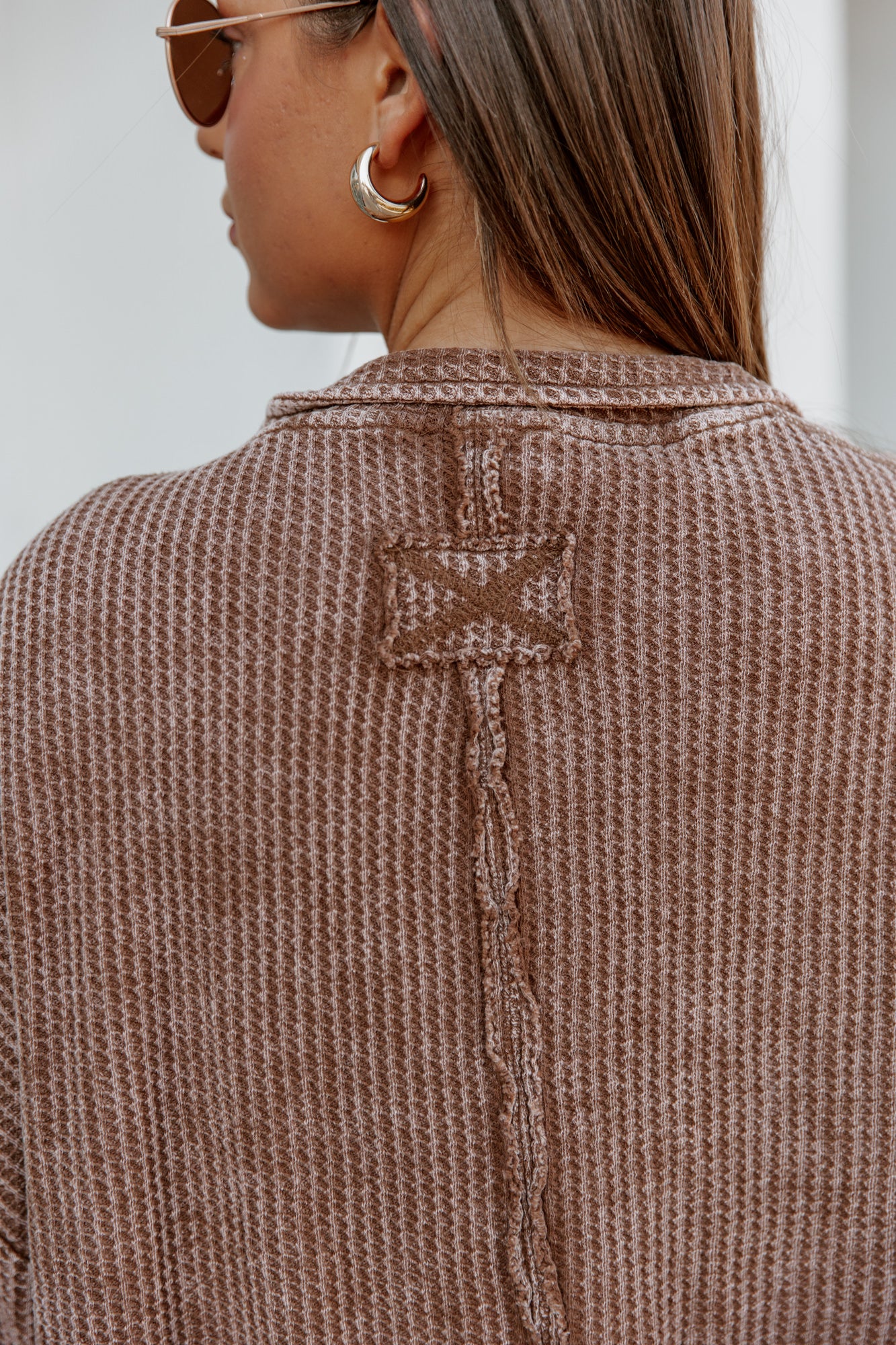 READY FOR SPRING NIGHTS WAFFLE SHACKET IN BROWN