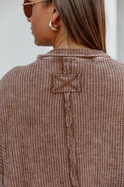 READY FOR SPRING NIGHTS WAFFLE SHACKET IN BROWN