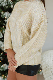 TWINKLING METALLIC TOP IN CREAM