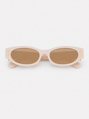 MODERN MUSE BUCKLE ROUND SUNGLASSES IN IVORY