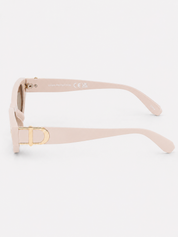 MODERN MUSE BUCKLE ROUND SUNGLASSES IN IVORY