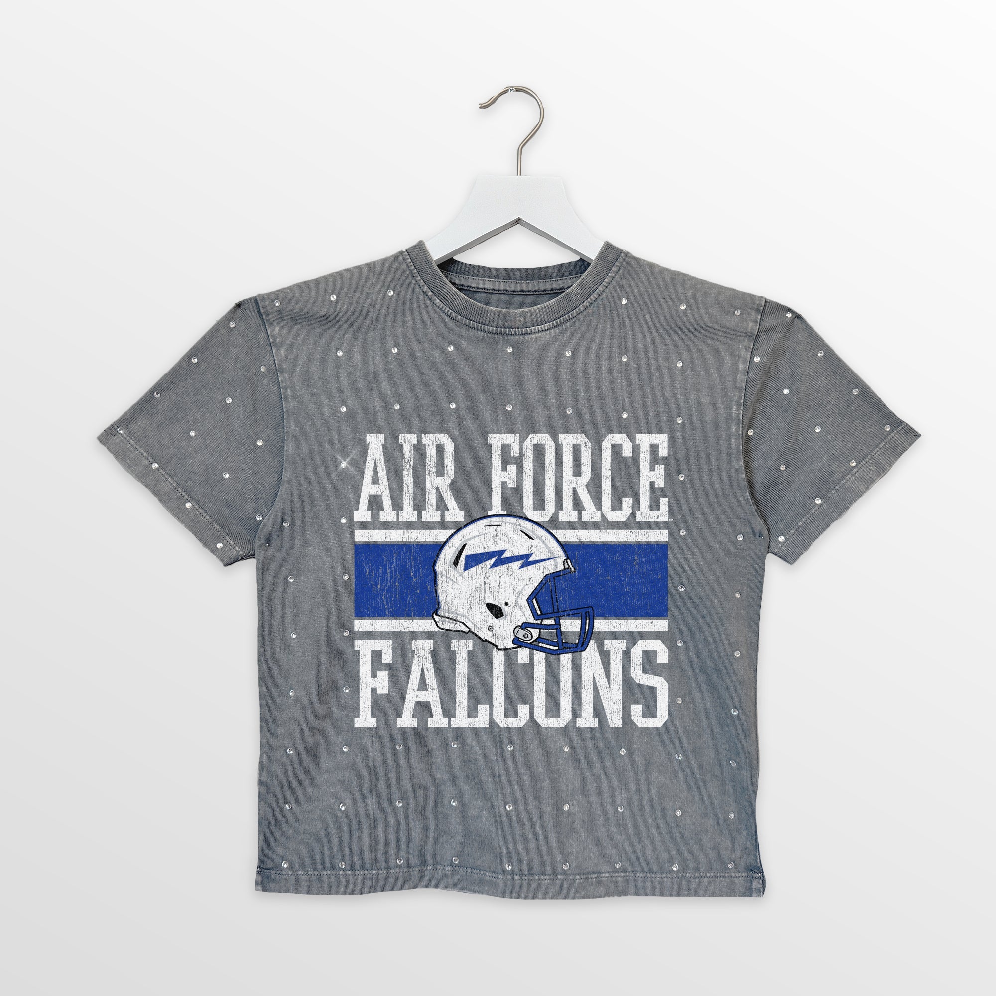 AIR FORCE FALCONS ON THE BALL KIDS MINI RHINESTONE OVERSIZED TEE
