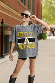 APPALACHIAN STATE MOUNTAINEERS ON THE BALL KIDS MINI RHINESTONE OVERSIZED TEE