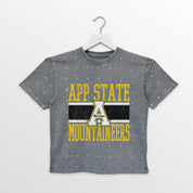 APPALACHIAN STATE MOUNTAINEERS ON THE BALL KIDS MINI RHINESTONE OVERSIZED TEE