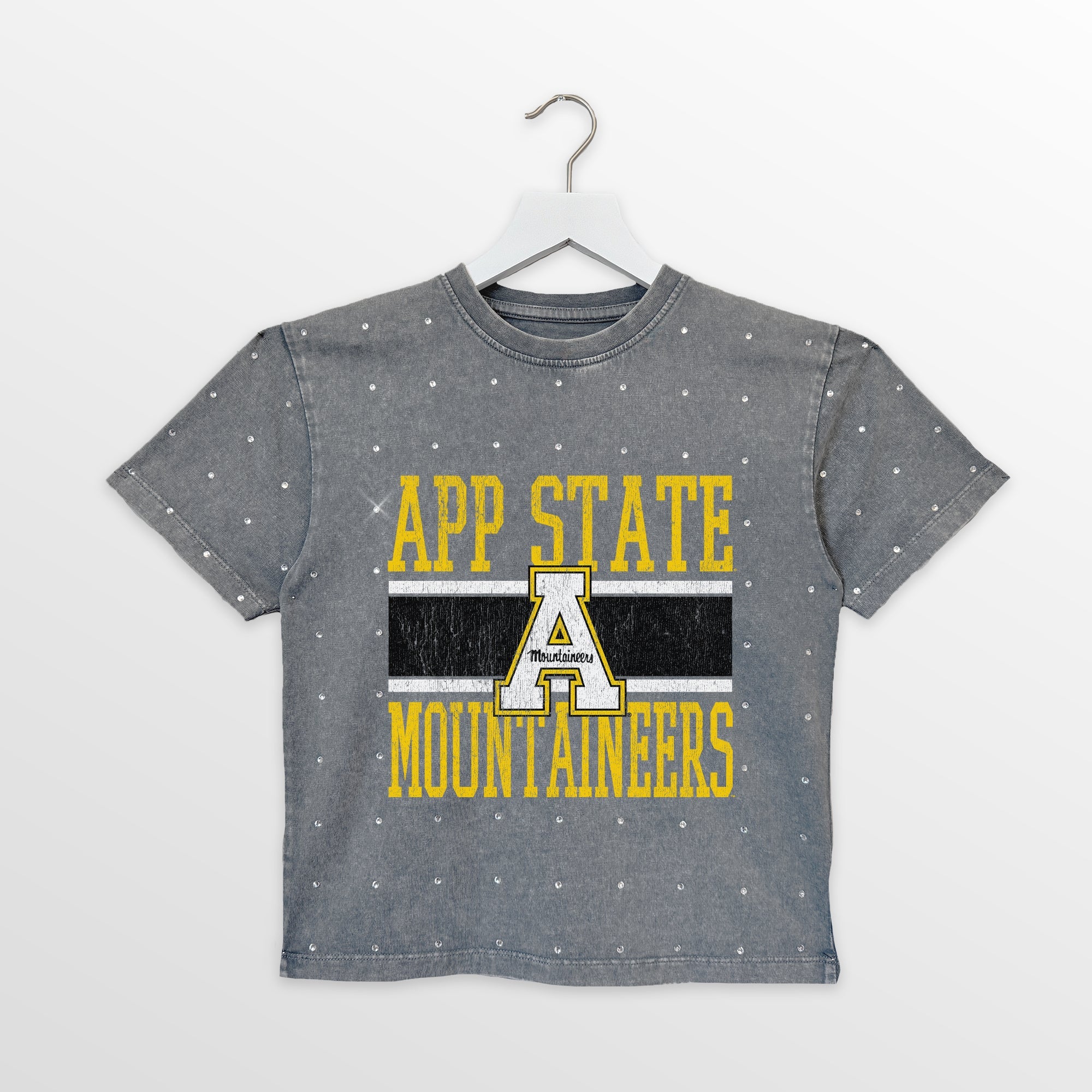 APPALACHIAN STATE MOUNTAINEERS ON THE BALL KIDS MINI RHINESTONE OVERSIZED TEE