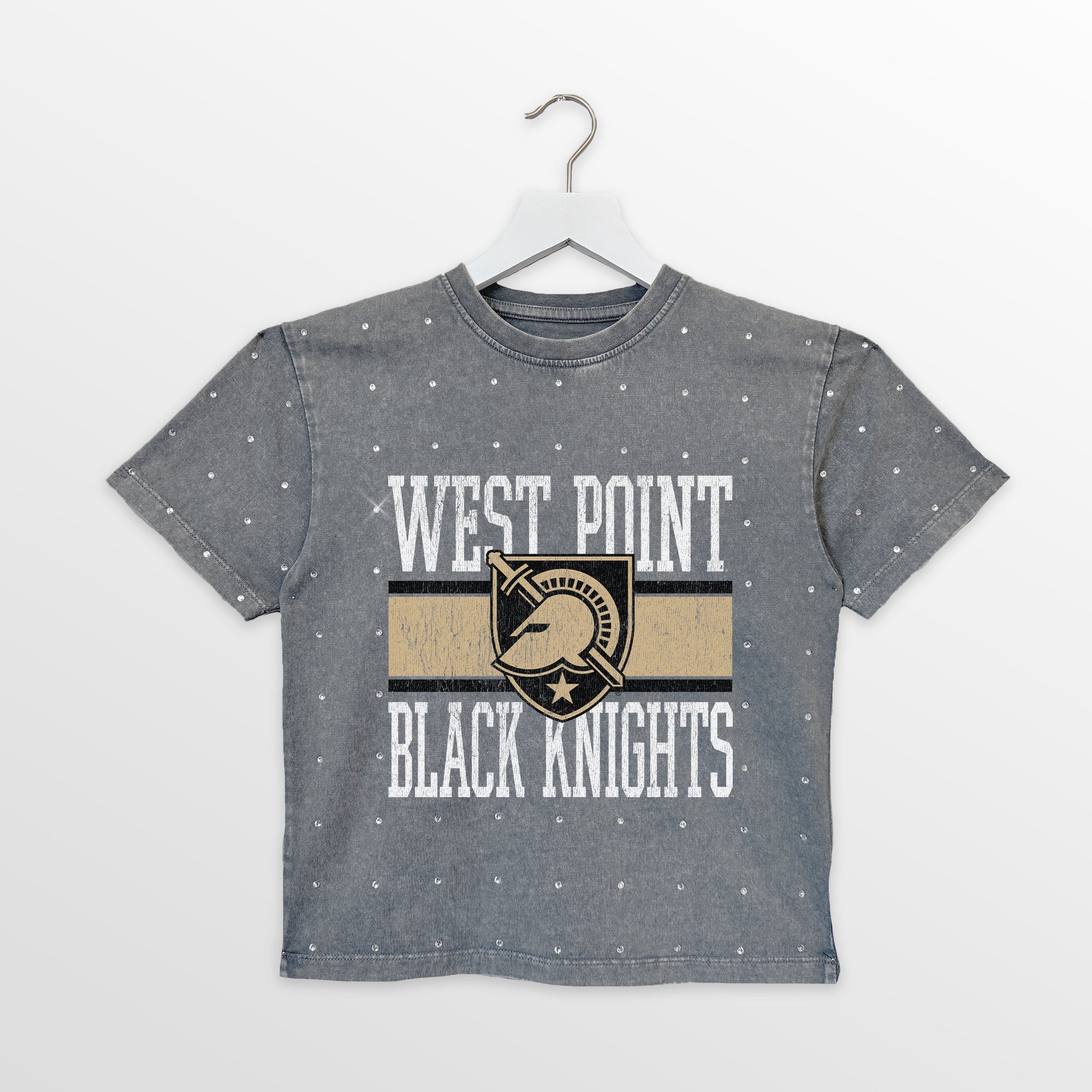 ARMY BLACK KNIGHTS ON THE BALL KIDS MINI RHINESTONE OVERSIZED TEE