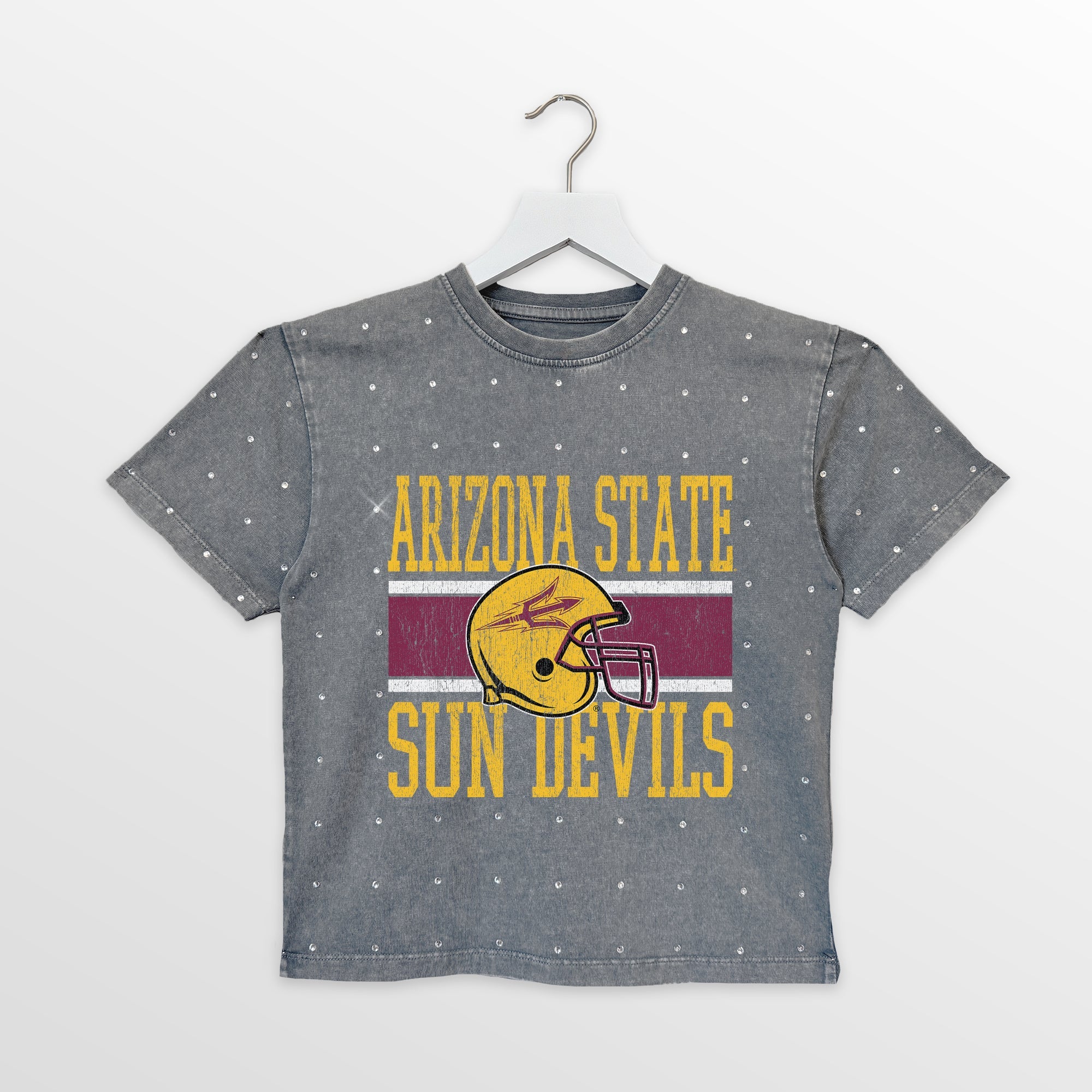 ARIZONA STATE SUN DEVILS ON THE BALL KIDS MINI RHINESTONE OVERSIZED TEE