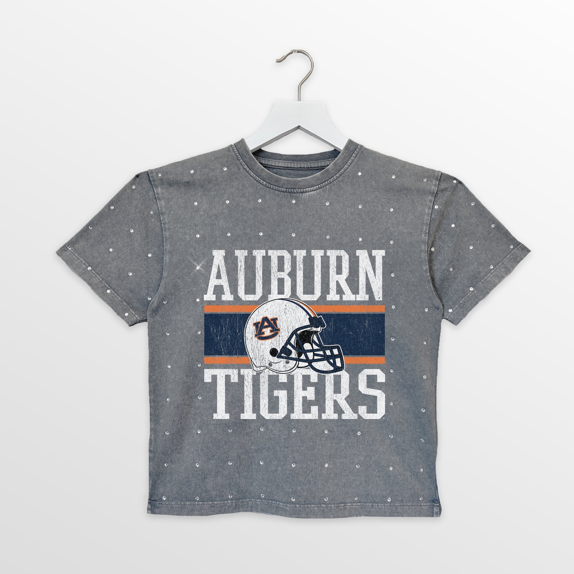 AUBURN TIGERS ON THE BALL KIDS MINI RHINESTONE OVERSIZED TEE