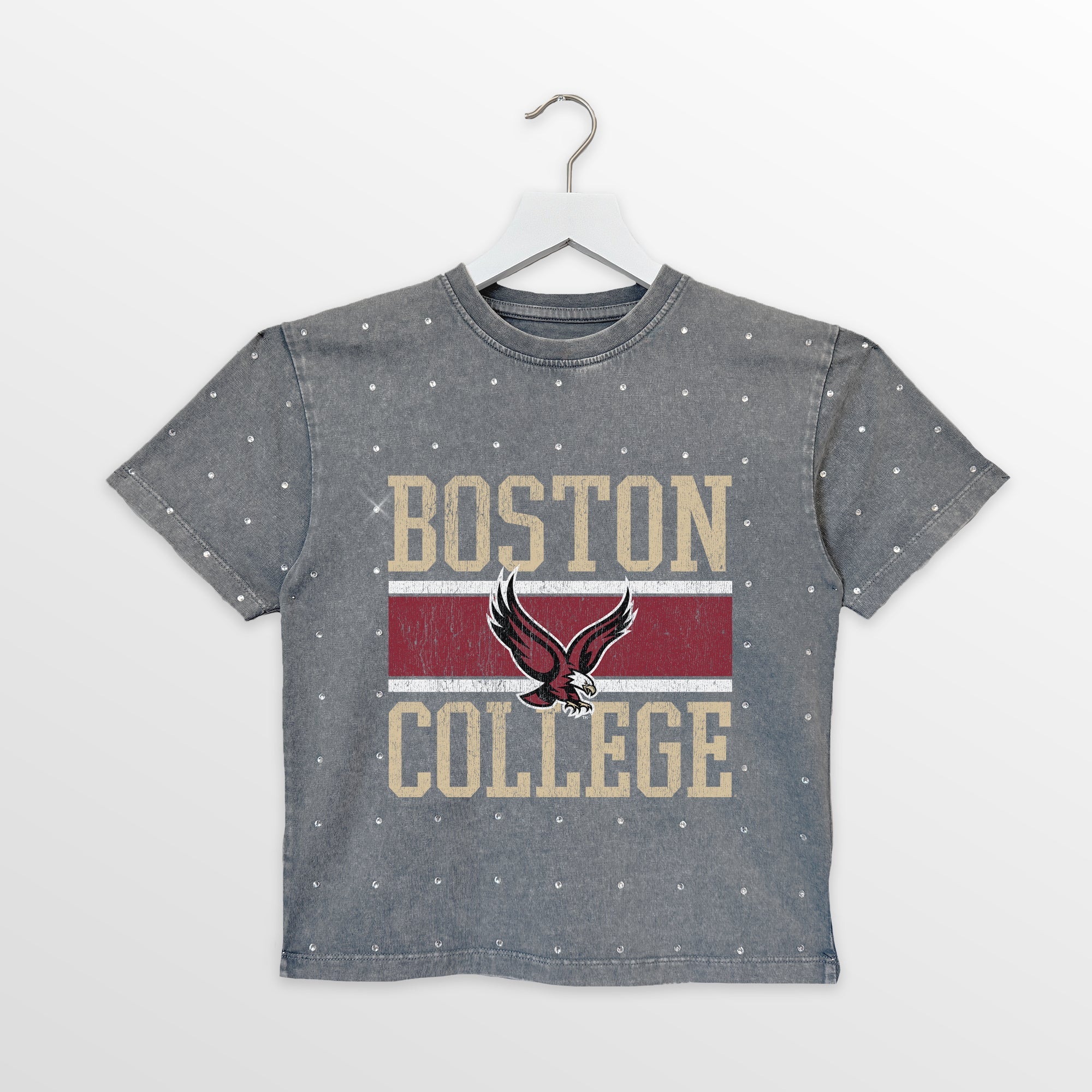 BOSTON COLLEGE EAGLES ON THE BALL KIDS MINI RHINESTONE OVERSIZED TEE