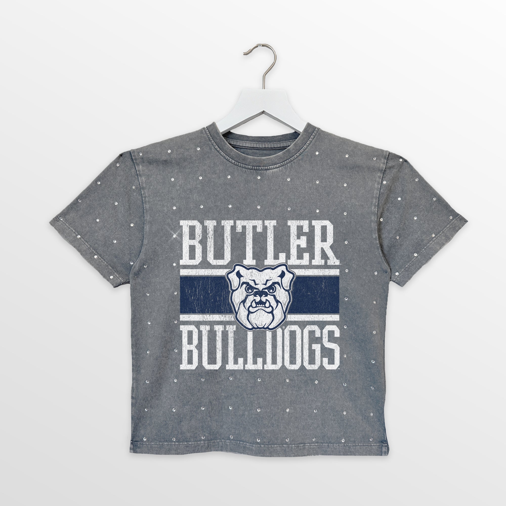 BUTLER BULLDOGS ON THE BALL KIDS MINI RHINESTONE OVERSIZED TEE